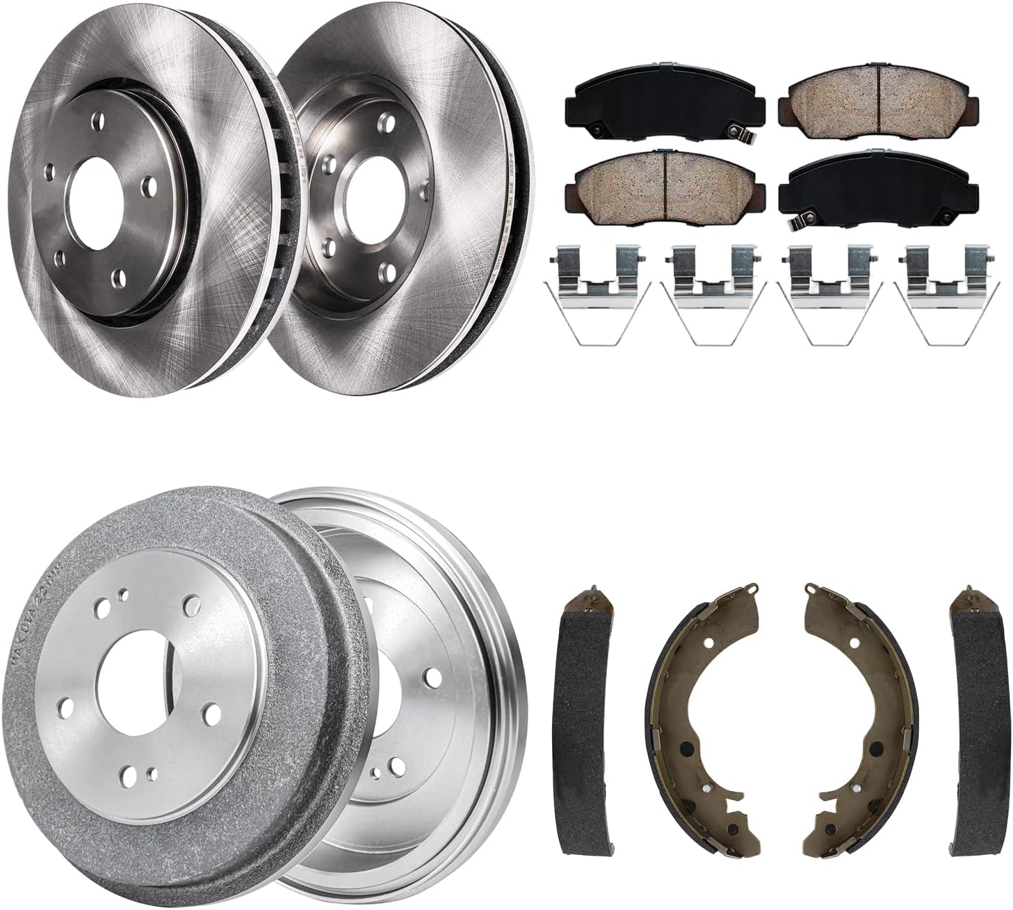 8pc Front Disc Rotors Ceramic Brake Pads and Rear Drums Brake Shoes Kit