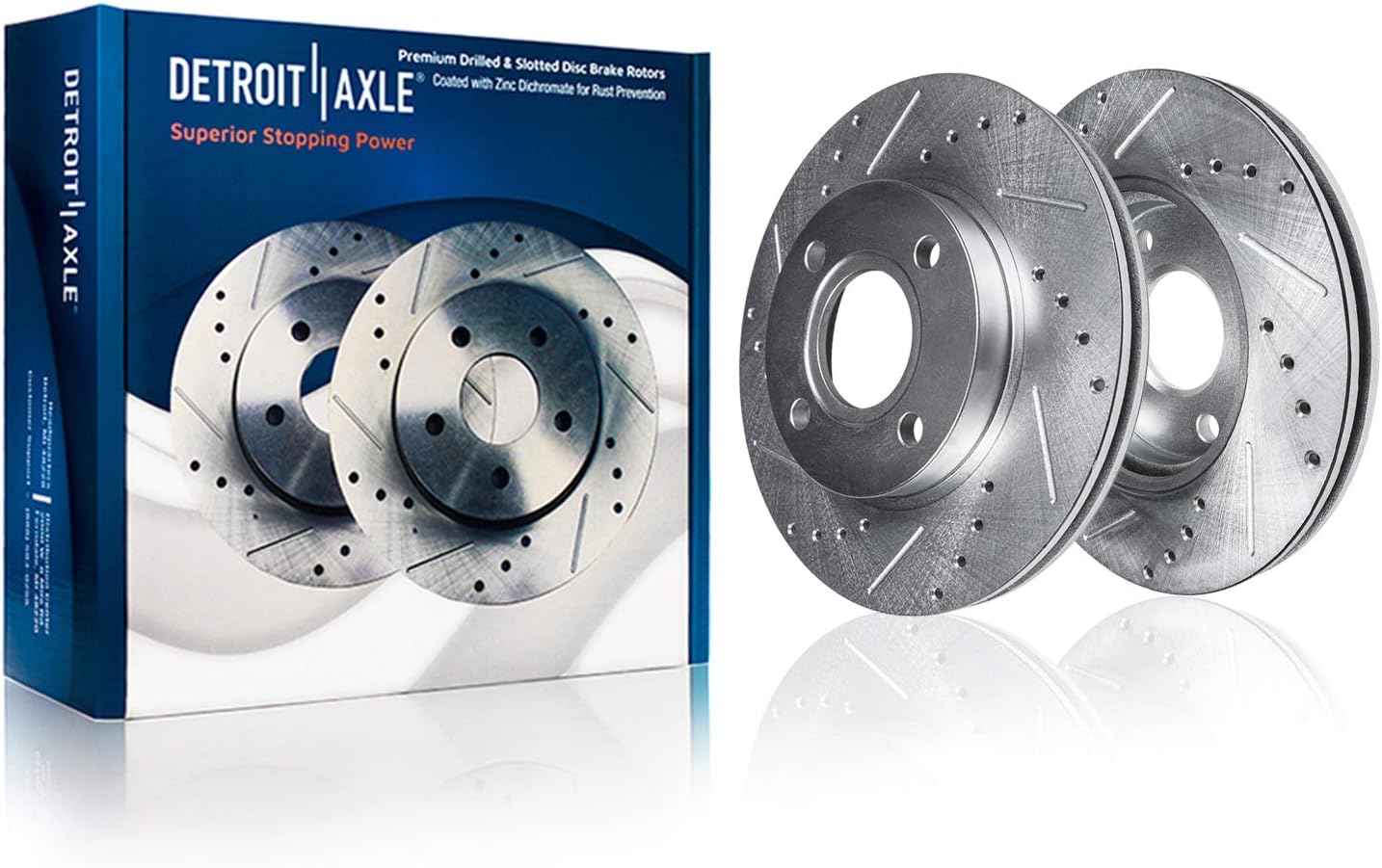 Detroit Axle - Front Drilled Rotors Brake Pads Rear Drums Shoes for 09-11 Focus — image 4