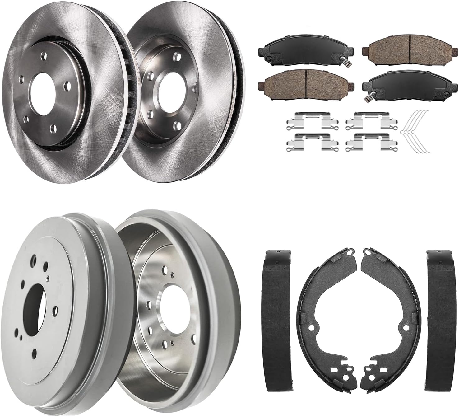 8pc Front Disc Rotors Ceramic Brake Pads and Rear Drums Brake Shoes Kit