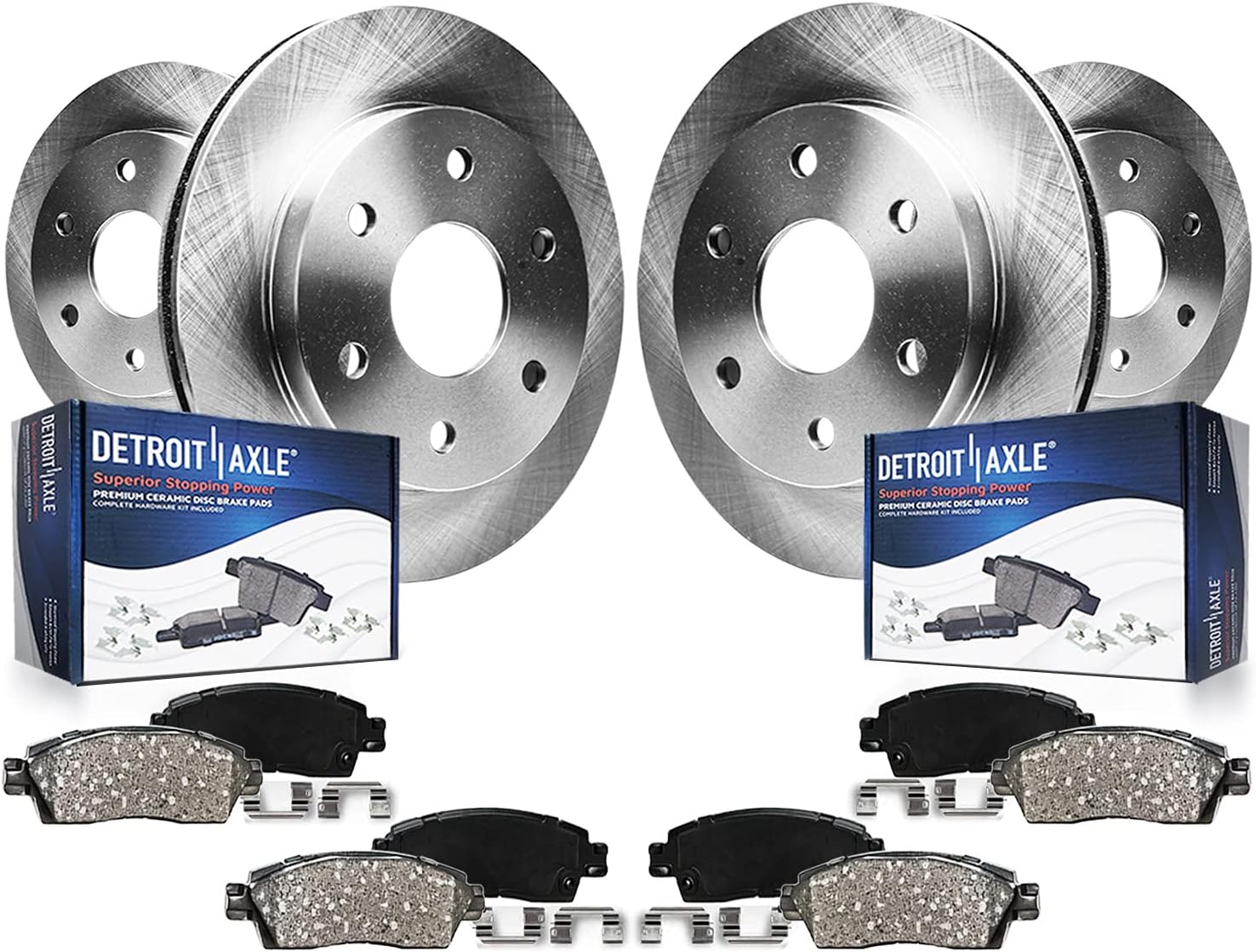 8pc Front & Rear Disc Rotors and Ceramic Brake Pads Kit