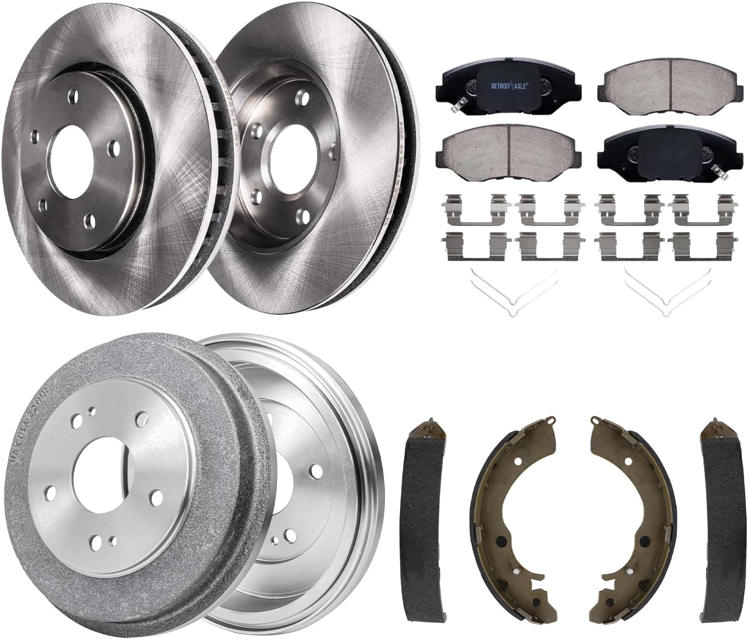 8pc Front Disc Rotors Ceramic Brake Pads and Rear Drums Brake Shoes Kit