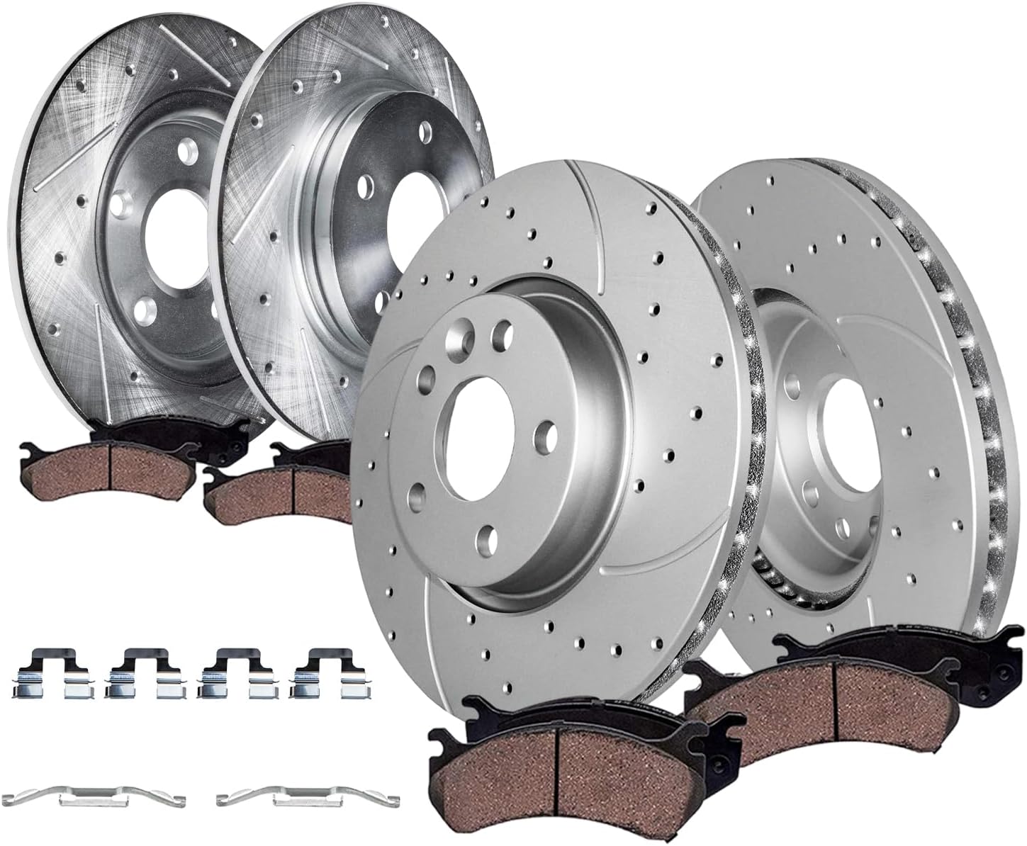 8pc Front & Rear Drilled Slotted Rotors and Ceramic Brake Pads Kit