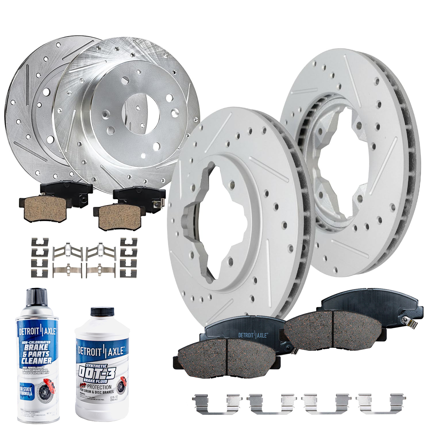10pc Front & Rear Drilled Slotted Rotors and Ceramic Brake Pads Kit