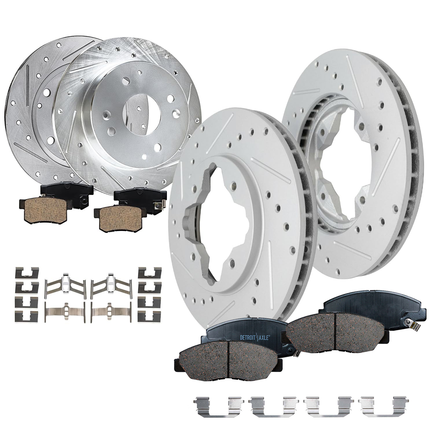8pc Front & Rear Drilled Slotted Rotors and Ceramic Brake Pads Kit