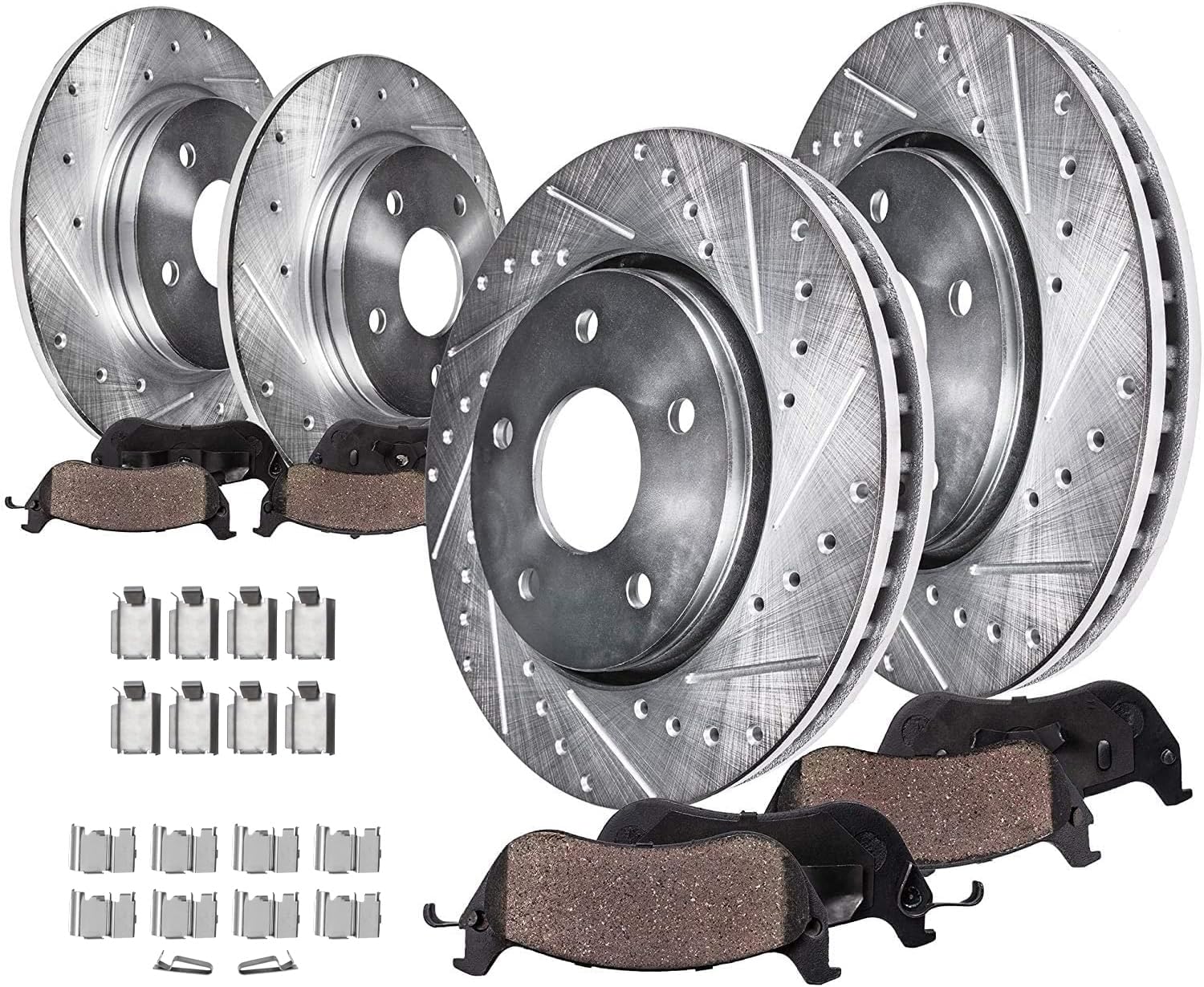 Detroit Axle - Front Rear Drilled Rotors Brake Pads for Ford Edge Lincoln MKX