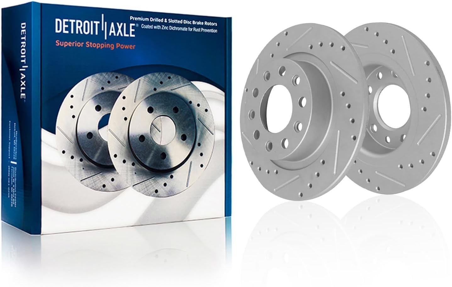 Detroit Axle - Front  Rear Drilled Rotors Brake Pads for 2013-2016 Dodge Dart — image 5