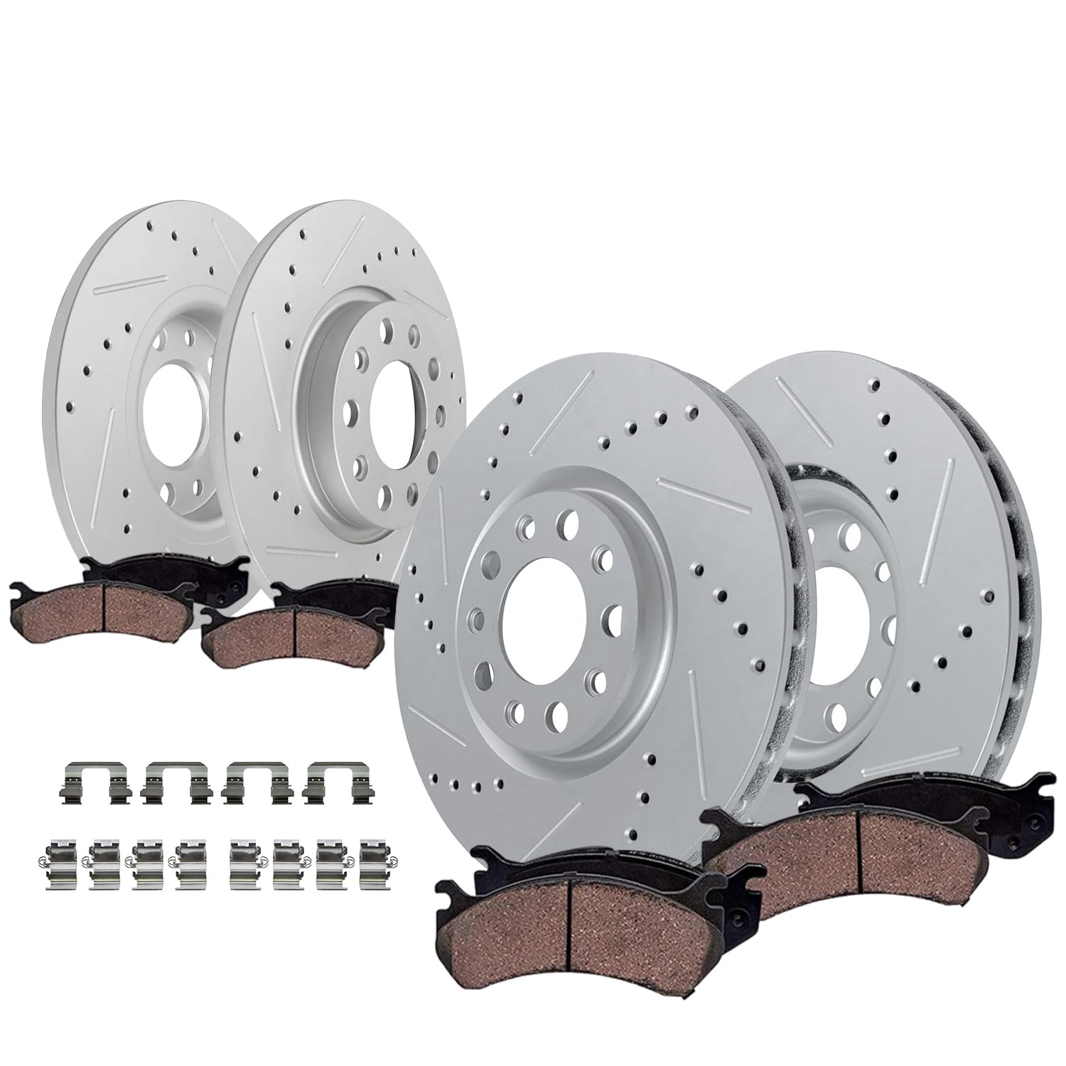 8pc Front & Rear Drilled Slotted Rotors and Ceramic Brake Pads Kit