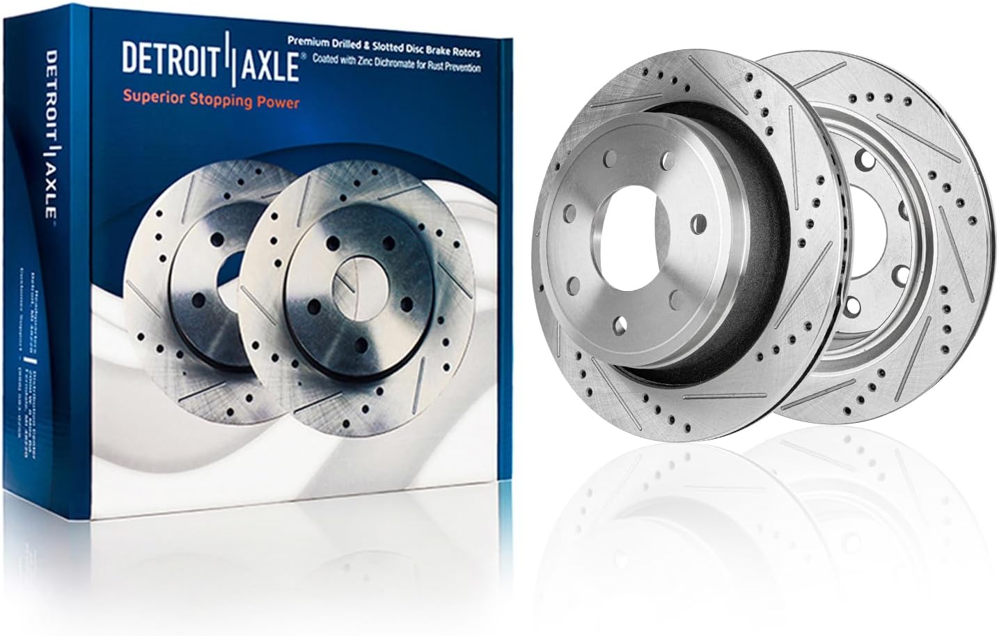 Detroit Axle - Front  Rear Drilled Rotors Brake Pads for 2012-2014 Ford F-150 — image 5
