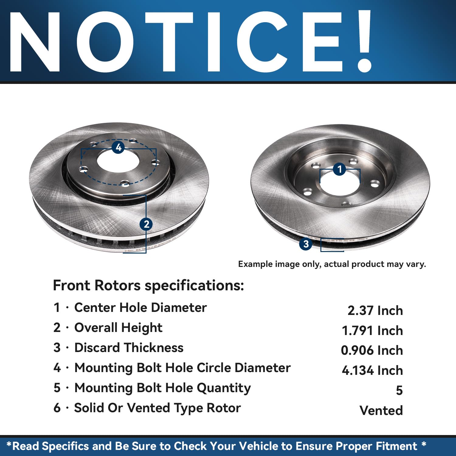 Detroit Axle - Front  Rear Disc Rotors Brake Pads Kit for 13-15 Chevrolet Cruze — image 8