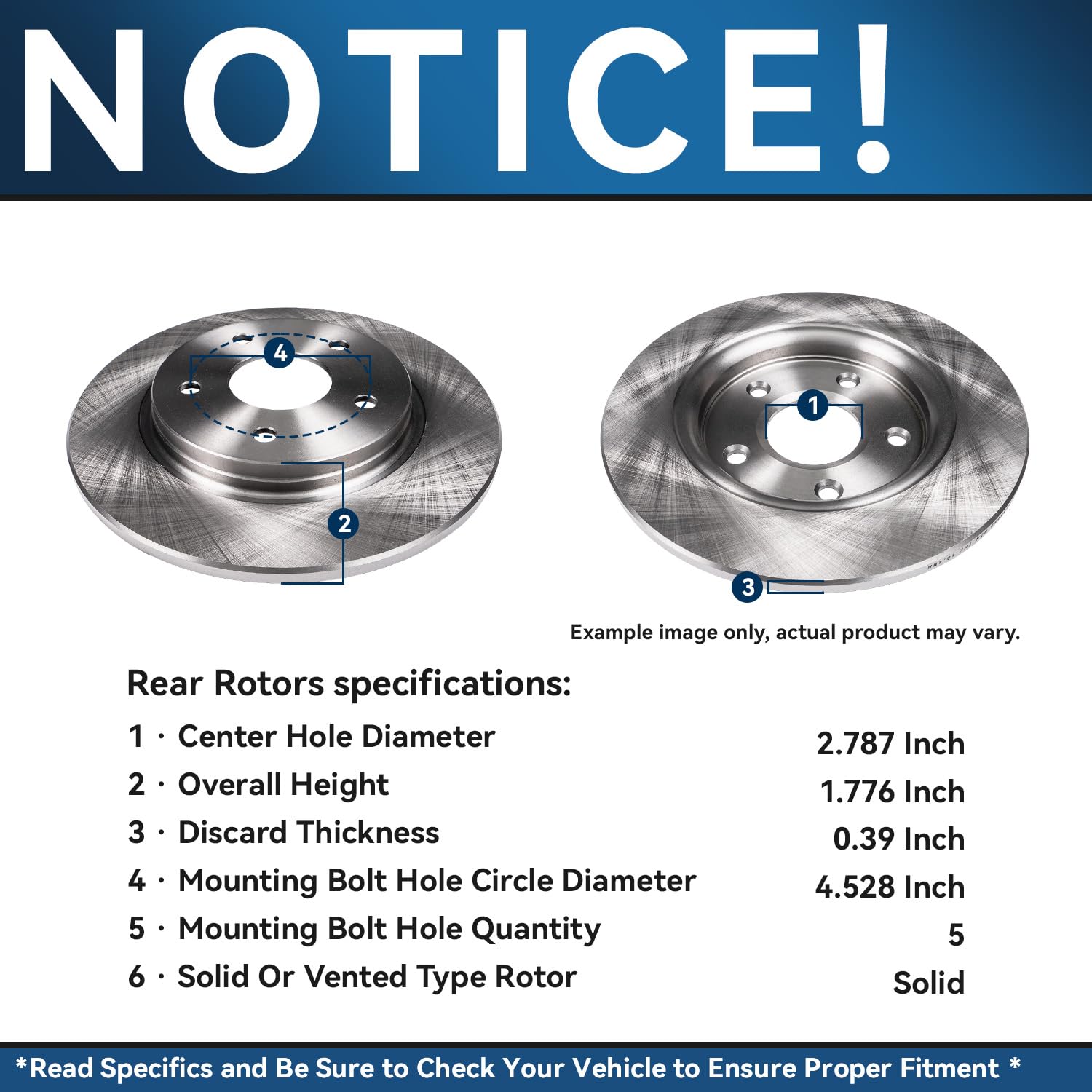Detroit Axle - Front  Rear Disc Rotors Brake Pads Kit for 13-15 Chevrolet Cruze — image 9