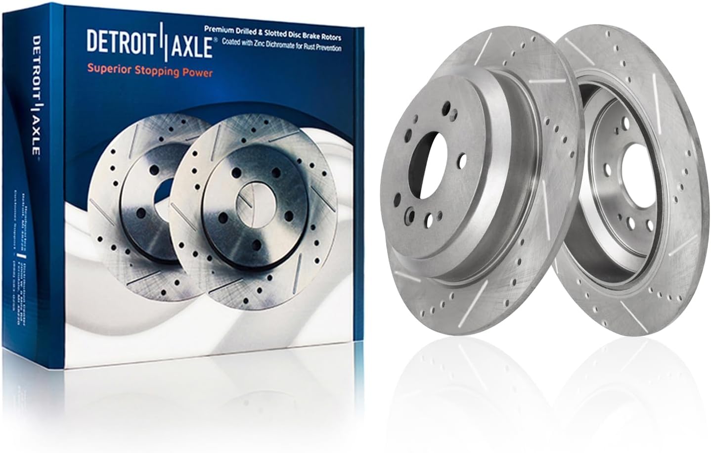 Detroit Axle - Front  Rear Drilled Rotors Brake Pads for Honda Pilot Ridgeline — image 5