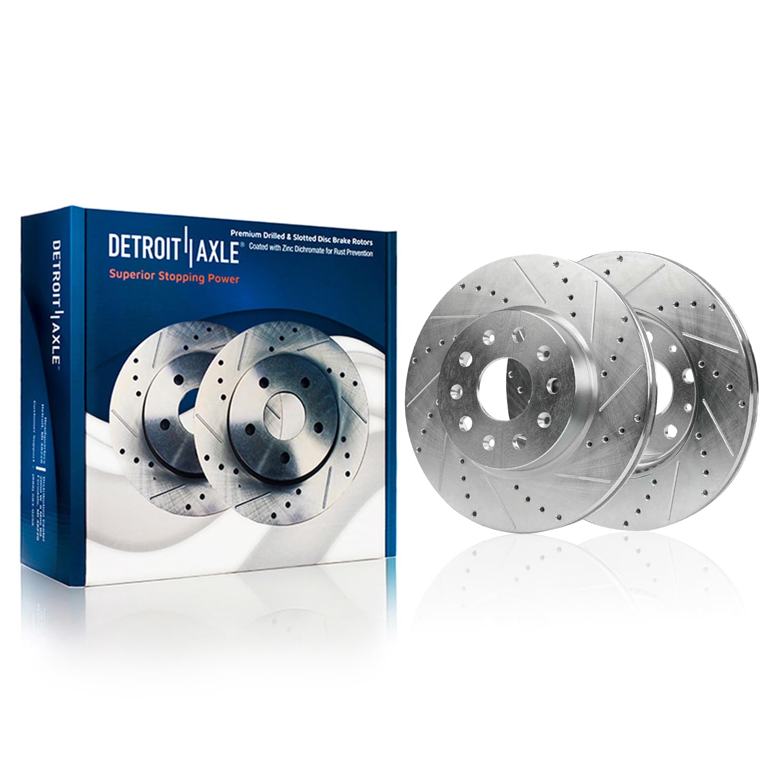 Detroit Axle - Front  Rear Drilled Rotors Brake Pads for 2015-2018 Cadillac ATS — image 4
