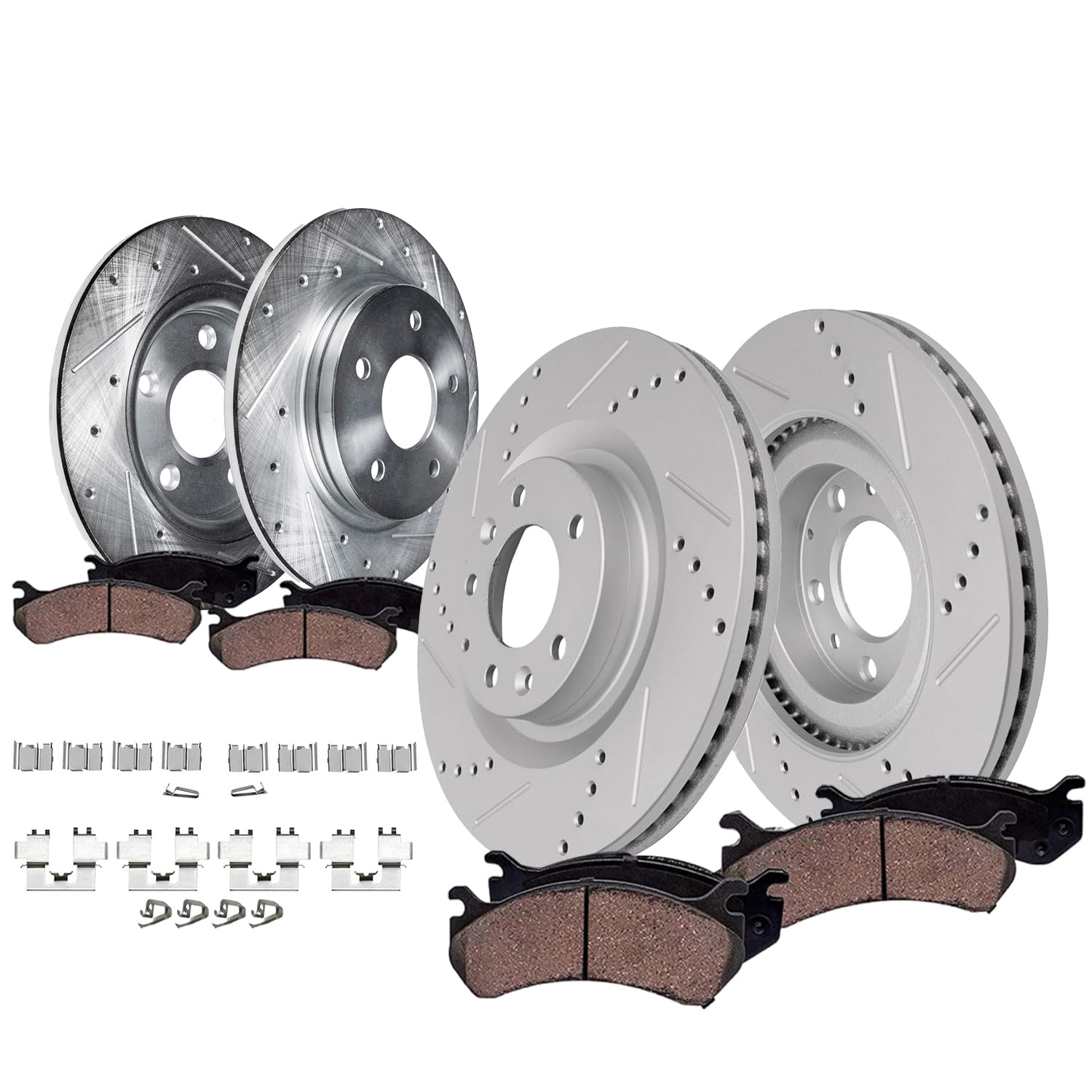 8pc Front & Rear Drilled Slotted Rotors and Ceramic Brake Pads Kit