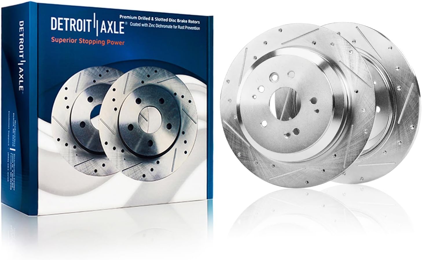 Detroit Axle - Front  Rear Drilled Rotors Brake Pads for 2014-2016 Acura MDX — image 5