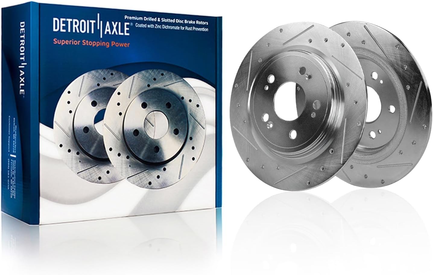 Detroit Axle - Front  Rear Drilled Rotors Ceramic Brake Pads Kit for Acura RLX — image 5