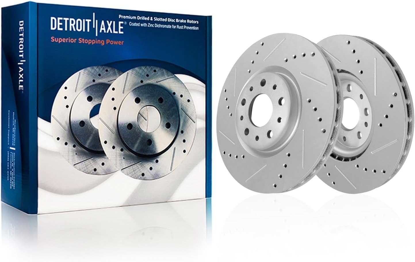 Detroit Axle - Front  Rear Drilled Rotors Brake Pads Kit for 2014-20 Fiat 500L — image 4