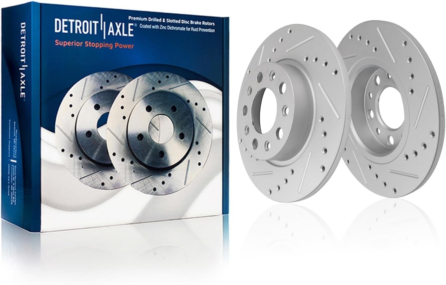 Detroit Axle - Front  Rear Drilled Rotors Brake Pads Kit for Fiat 500X Renegade — image 5