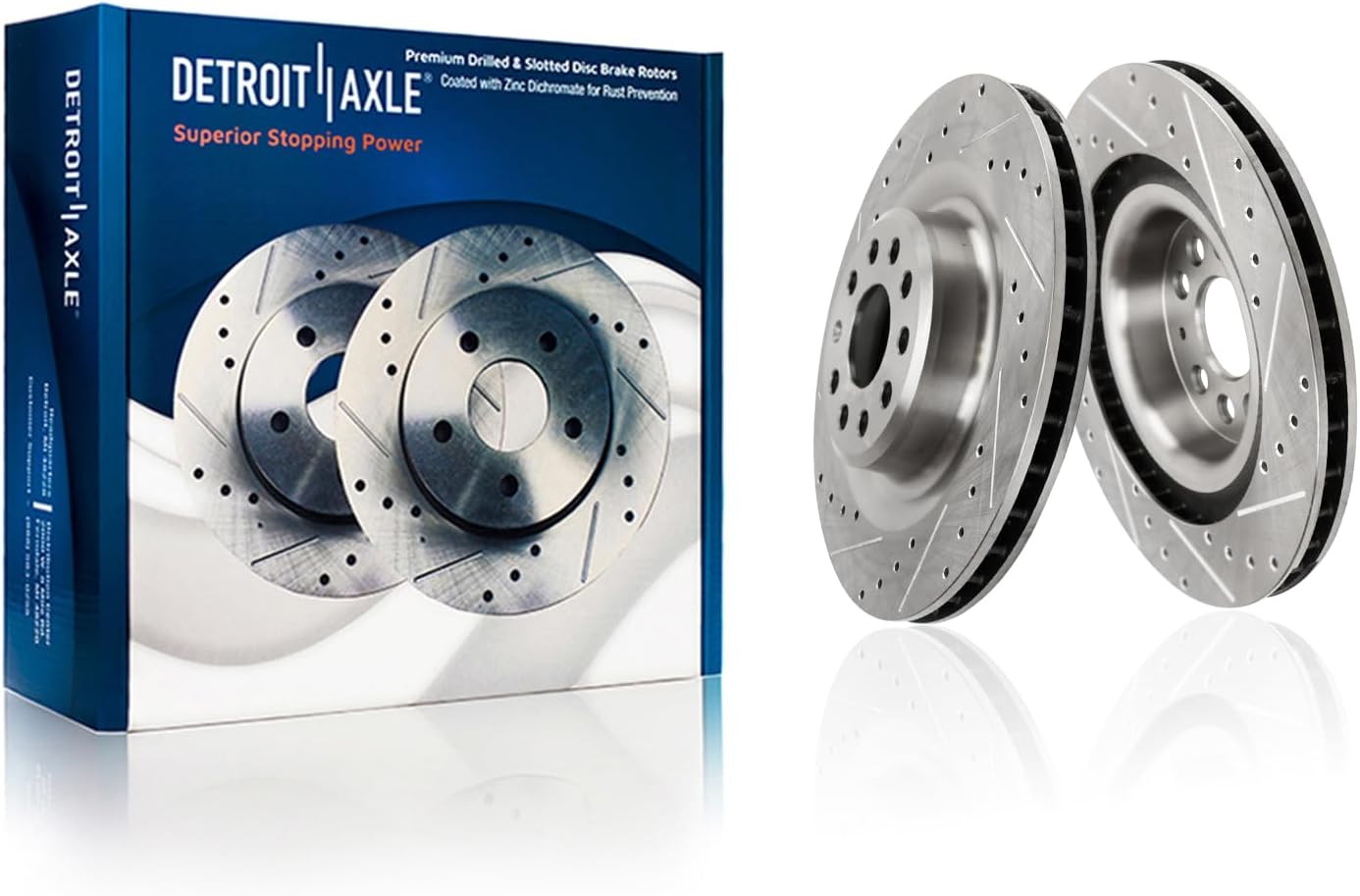 Detroit Axle - Front  Rear Drilled Rotors Ceramic Brake Pads for 2016 Tesla S — image 5