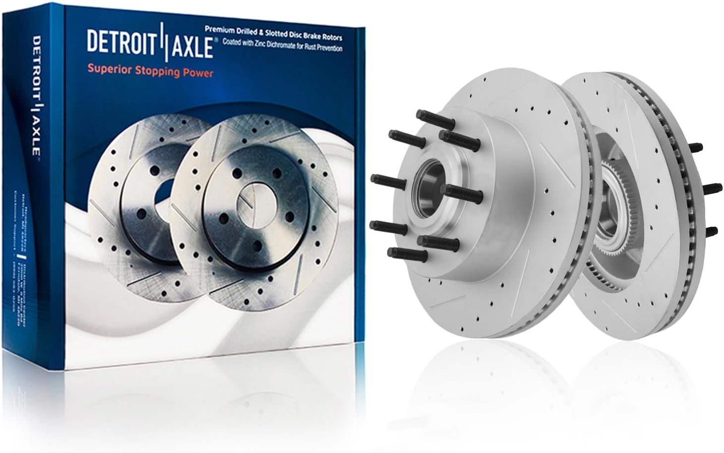Detroit Axle - Front  Rear Drilled Rotors Brake Pads for 13-21 F-250 F-350 SD — image 4