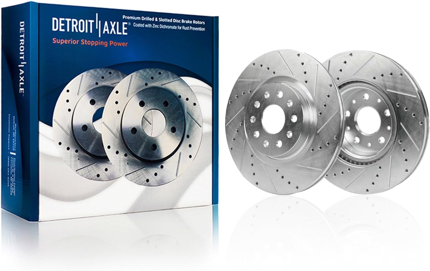 Detroit Axle - Front  Rear Drilled Rotors Brake Pads for 2016-2019 Chevy Camaro — image 4