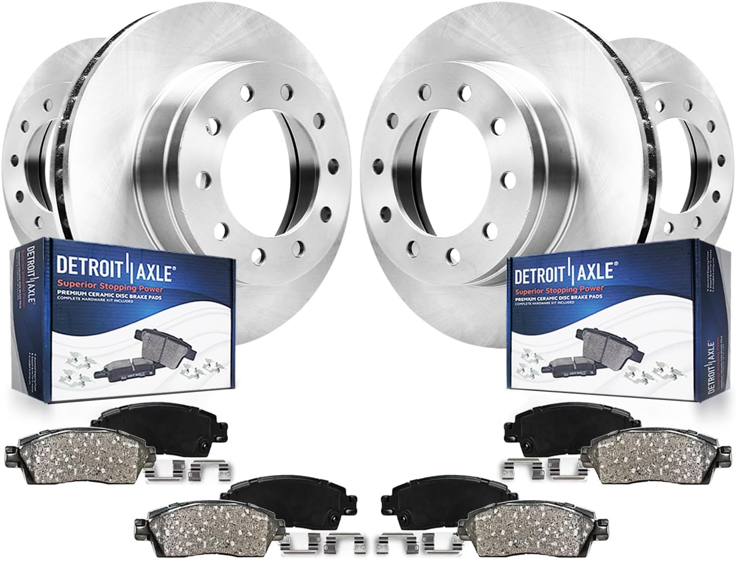 8pc Front & Rear Disc Rotors and Ceramic Brake Pads Kit