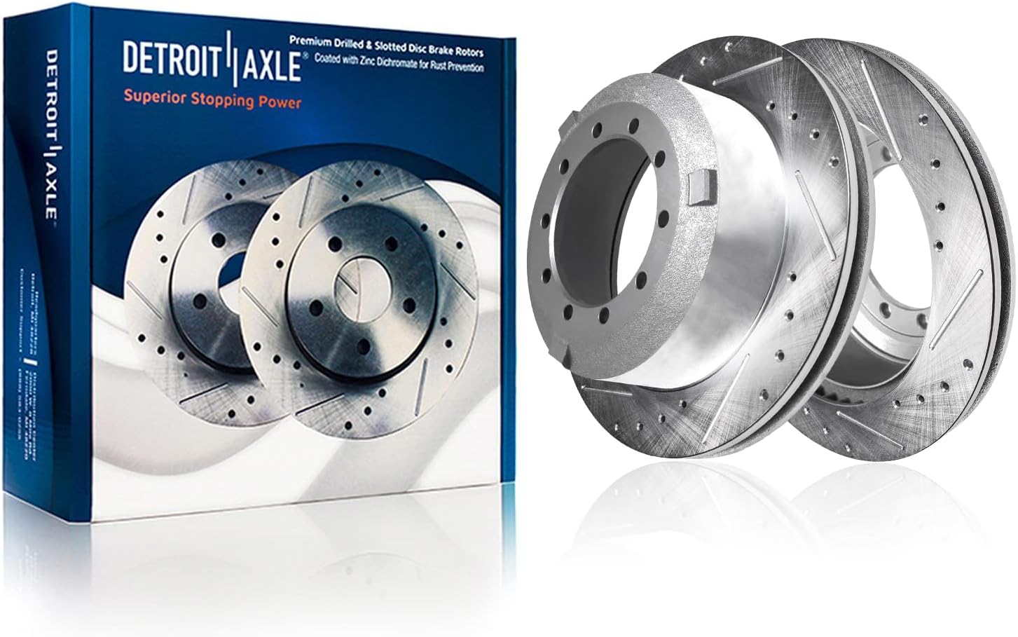 Detroit Axle - Front  Rear Drilled Rotors Brake Pads for 2017-21 F-450 F-550 SD — image 5