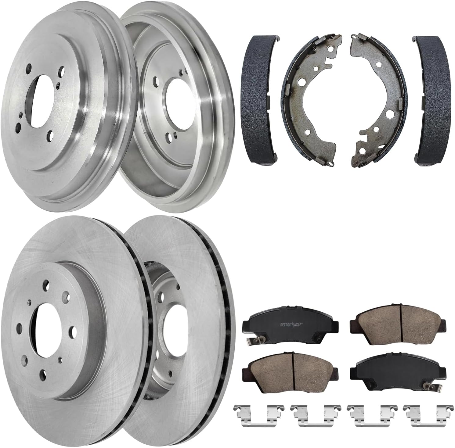 8pc Front Disc Rotors Ceramic Brake Pads and Rear Drums Brake Shoes Kit