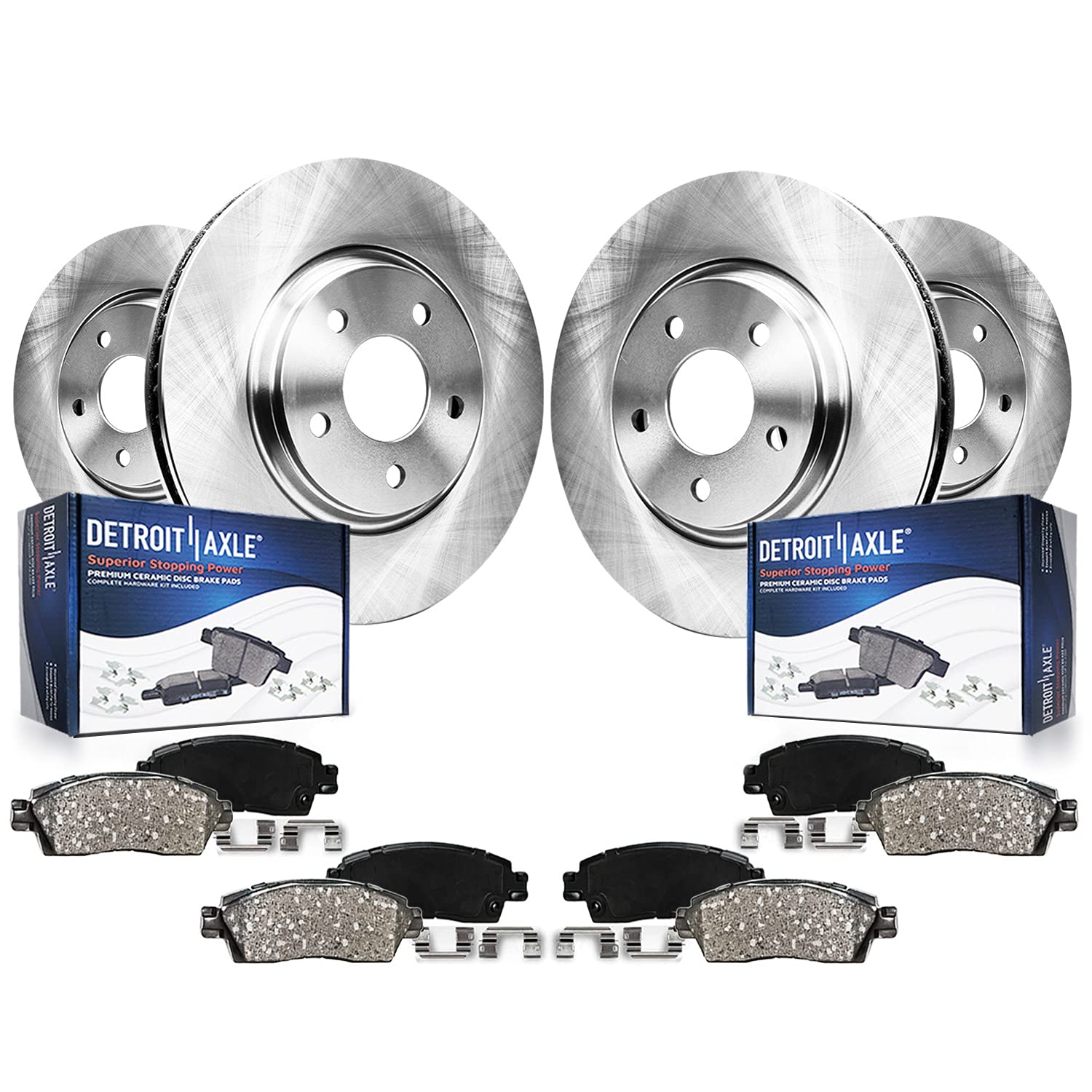 8pc Front & Rear Disc Rotors and Ceramic Brake Pads Kit