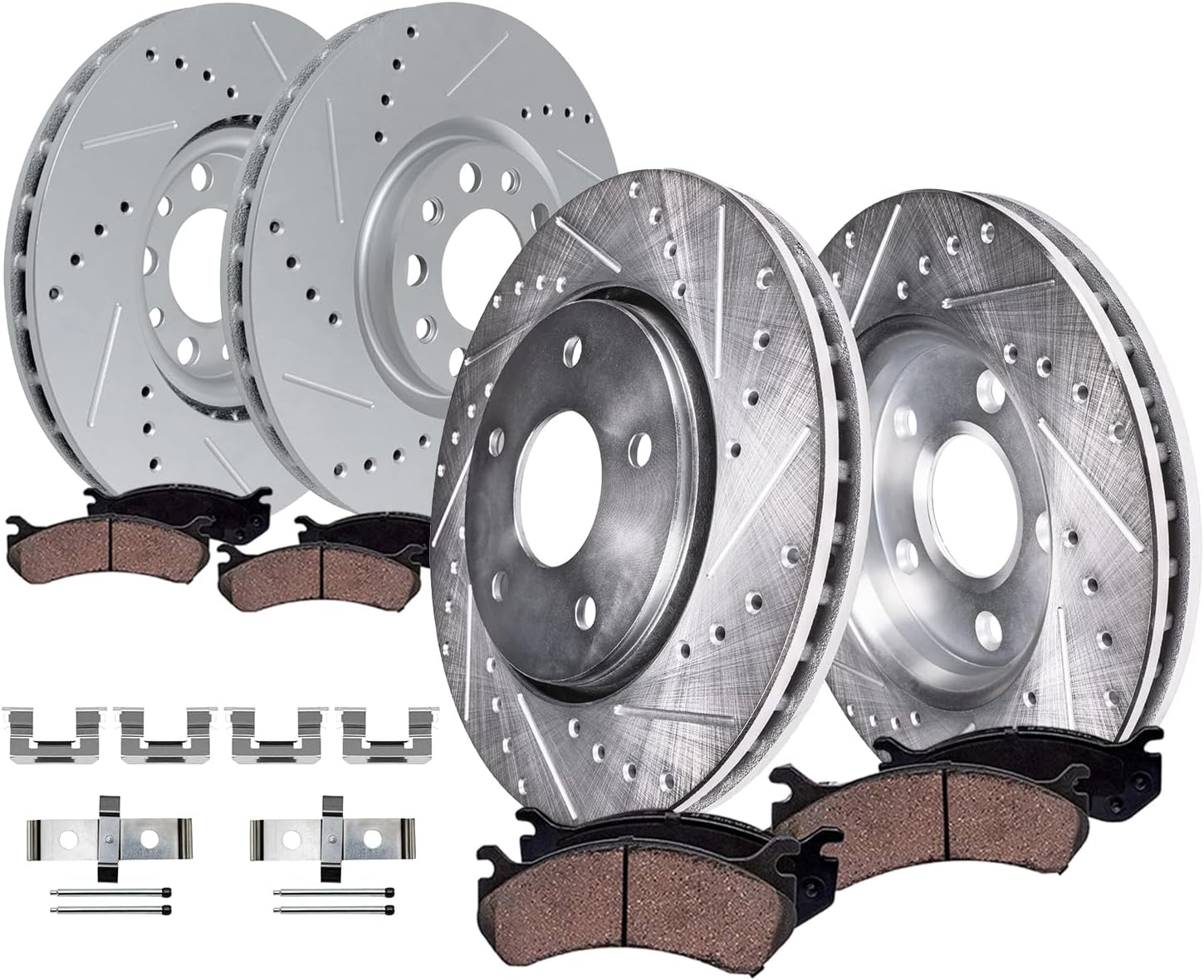 8pc Front & Rear Drilled Slotted Rotors and Ceramic Brake Pads Kit