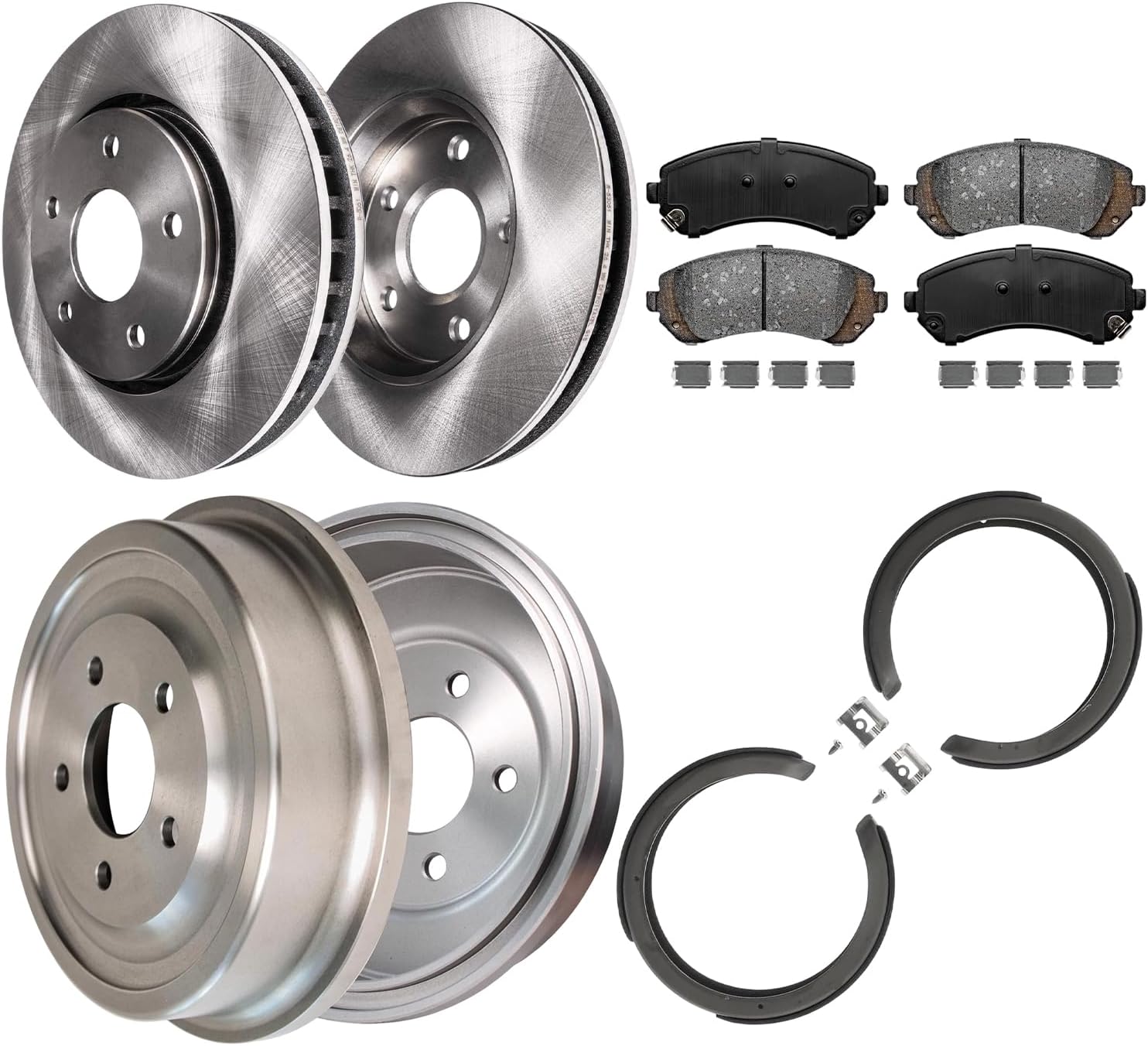 8pc Front Disc Rotors Ceramic Brake Pads and Rear Drums Brake Shoes Kit