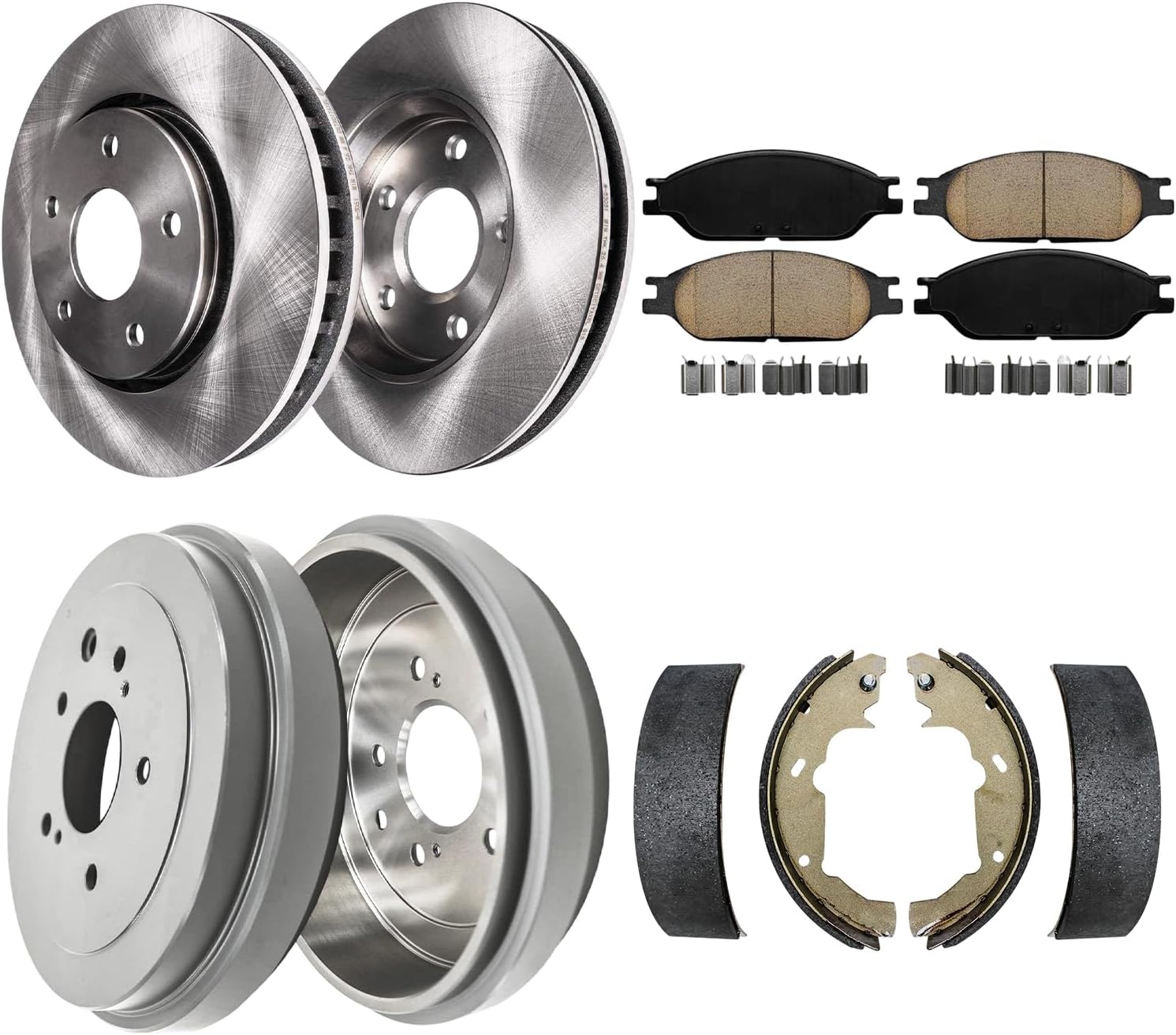 8pc Front Disc Rotors Ceramic Brake Pads and Rear Drums Brake Shoes Kit