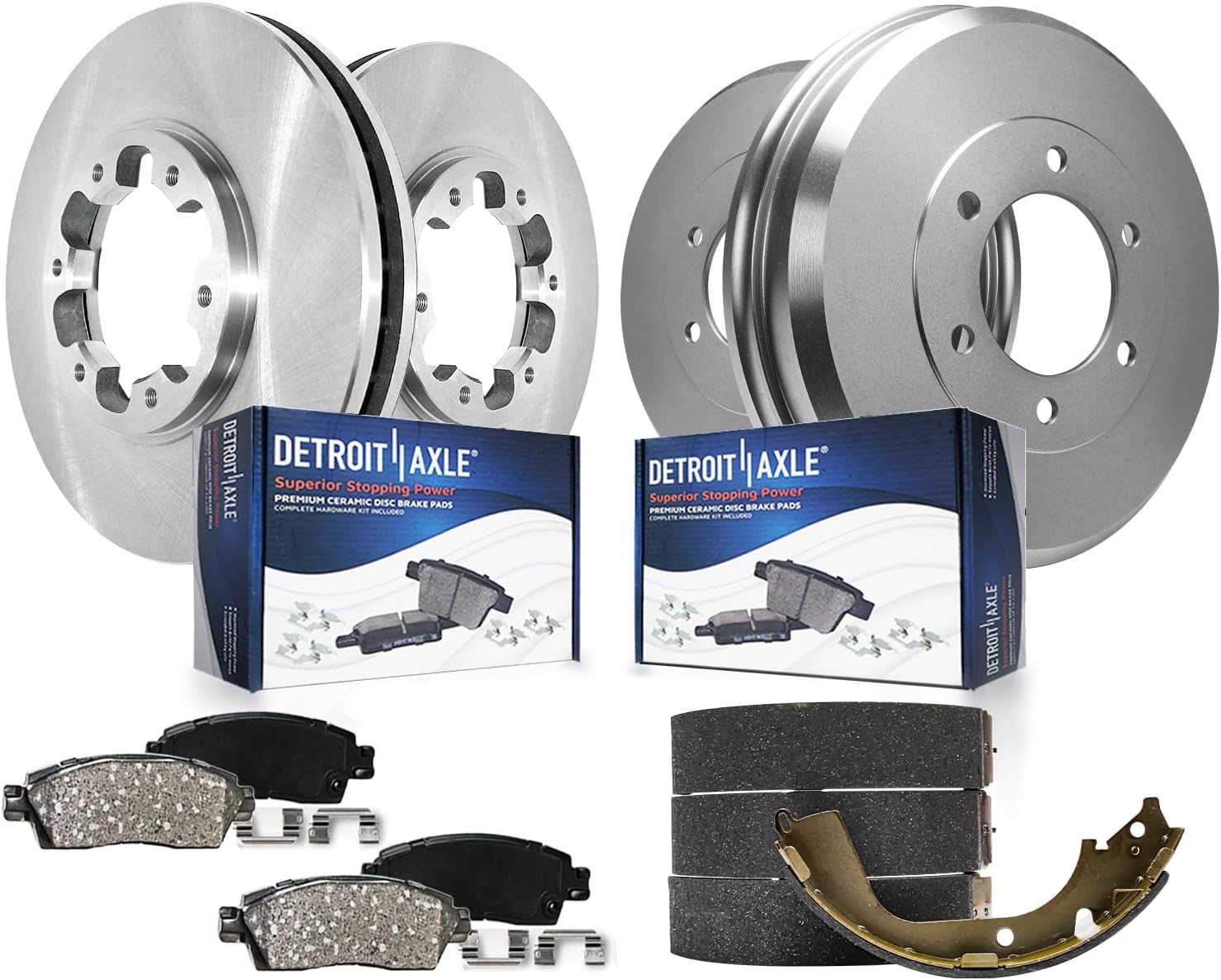 8pc Front Disc Rotors Ceramic Brake Pads and Rear Drums Brake Shoes Kit