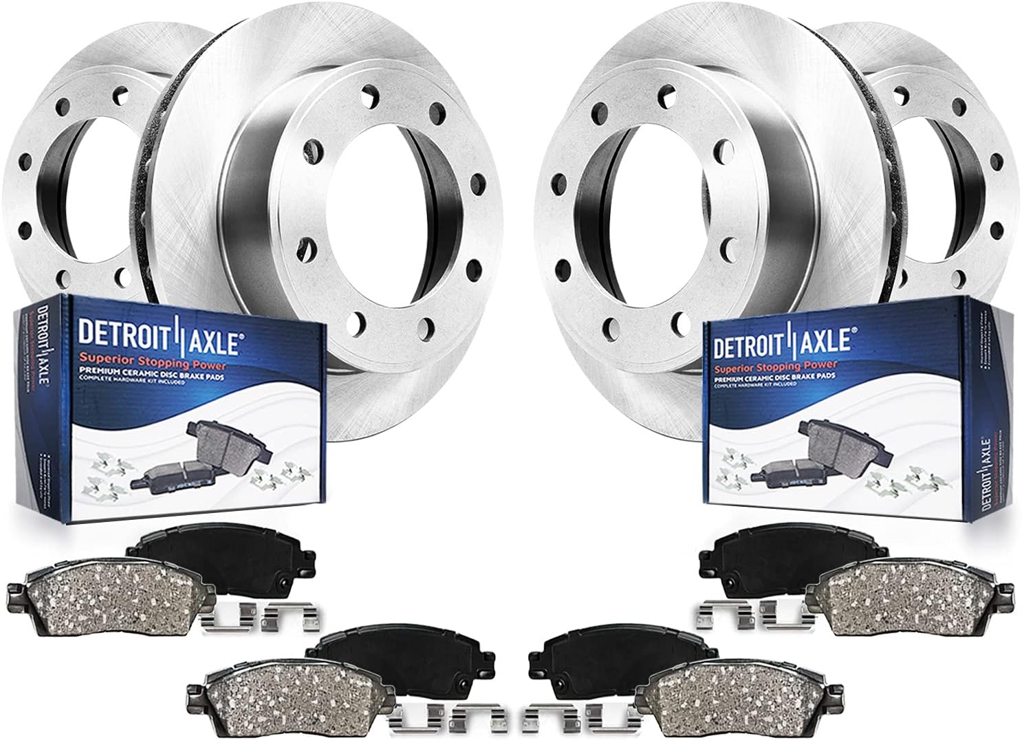 8pc Front & Rear Disc Rotors and Ceramic Brake Pads Kit