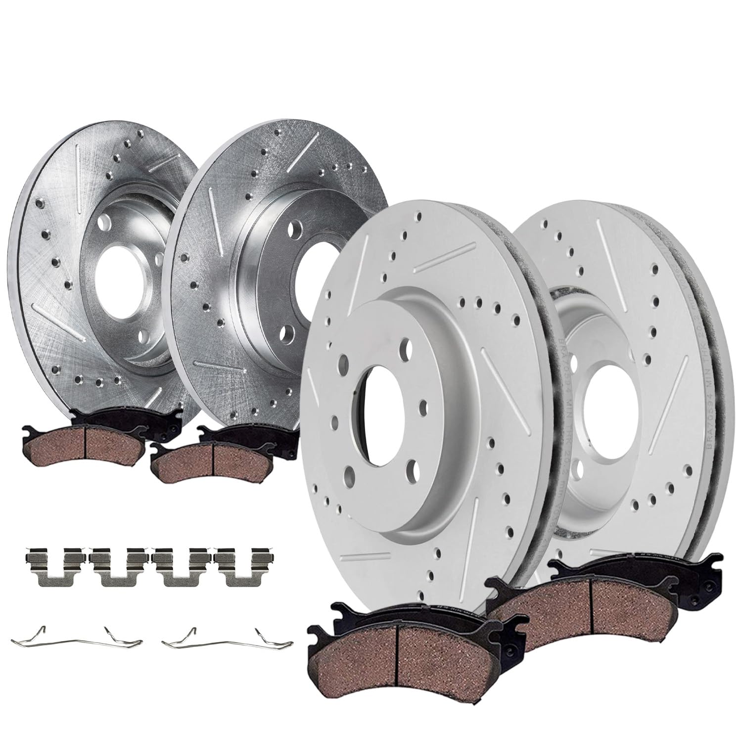 8pc Front & Rear Drilled Slotted Rotors and Ceramic Brake Pads Kit