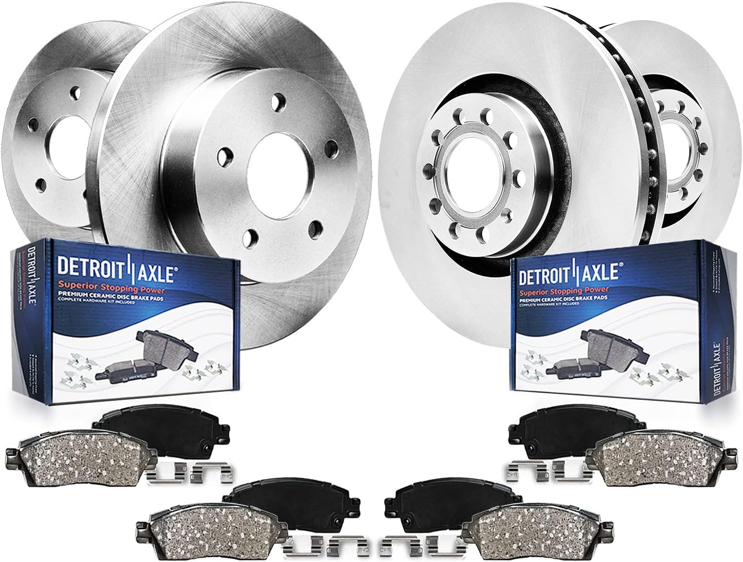 8pc Front & Rear Disc Rotors and Ceramic Brake Pads Kit