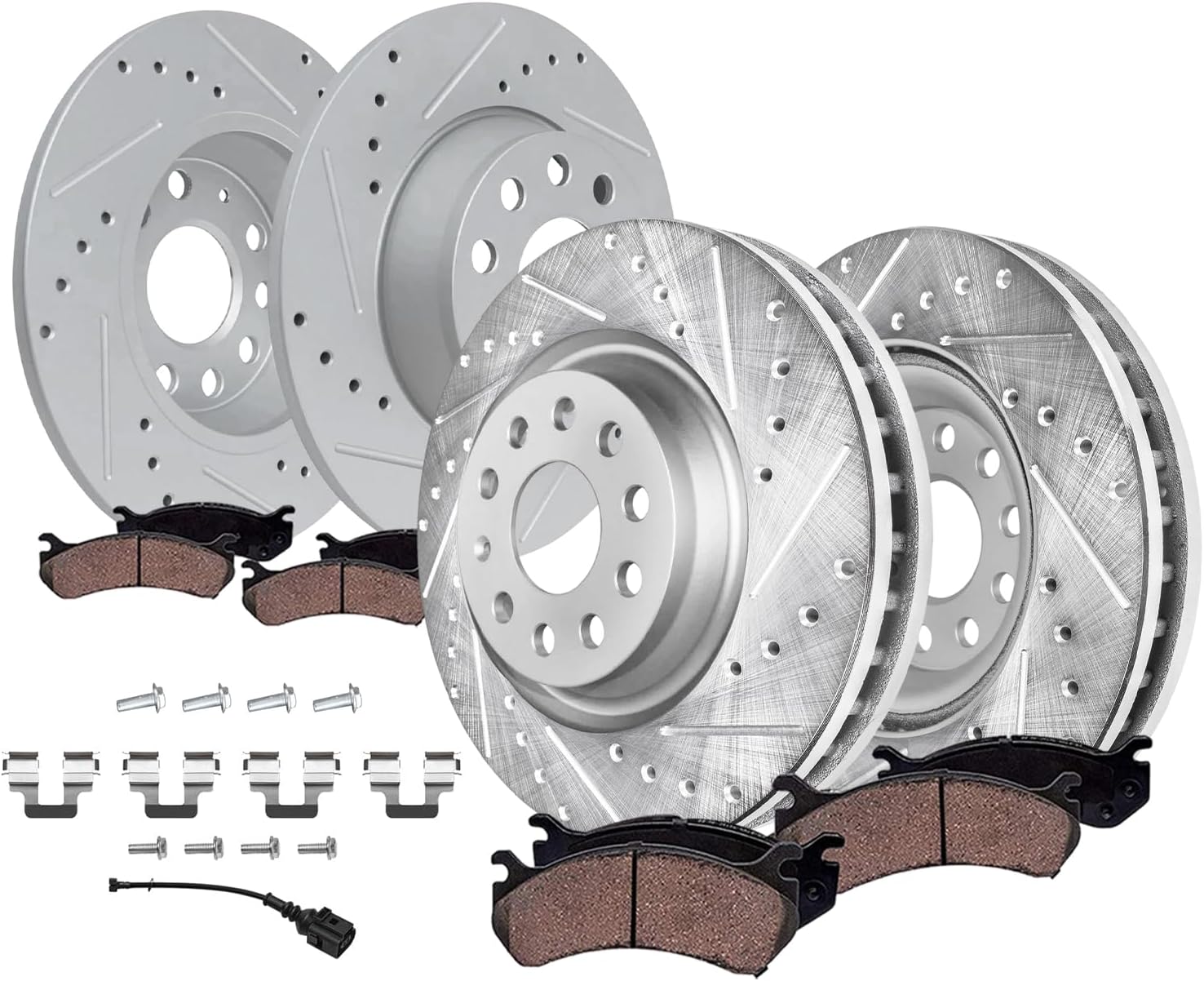 8pc Front & Rear Drilled Slotted Rotors and Ceramic Brake Pads Kit