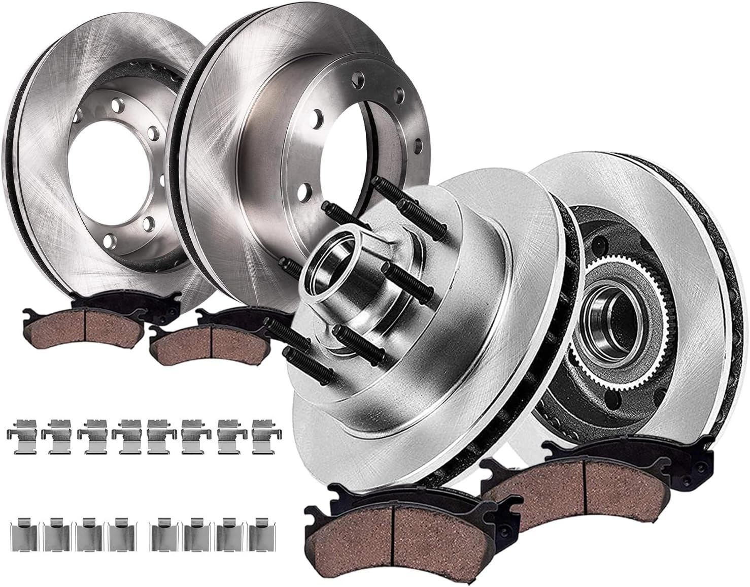 8pc Front & Rear Disc Rotors and Ceramic Brake Pads Kit