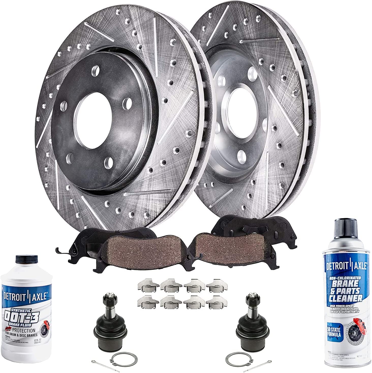 Detroit Axle - Front Drilled Brake Kit Lower Ball Joint for Challenger Charger