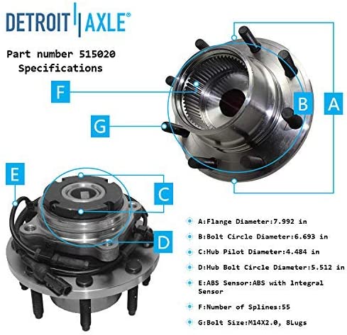 Detroit Axle - 331mm Front Rotors Brake Pads Kit for Excursion F-250 F-350 SD — image 7