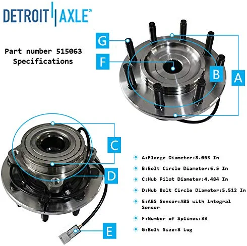 Detroit Axle - Front Disc Rotors Ceramic Brake Pads Kit for Dodge Ram 2500 3500 — image 6