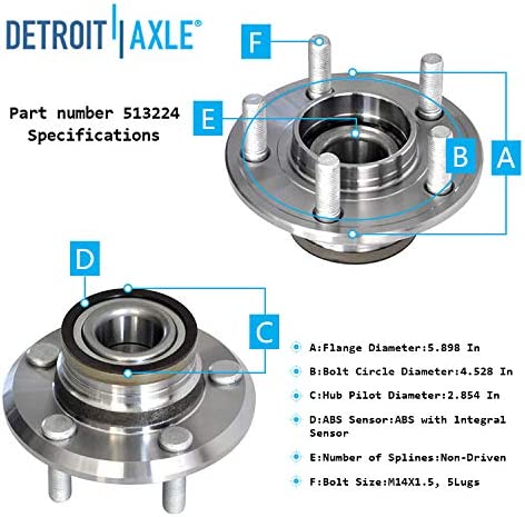 Detroit Axle - RWD Front Drilled Brake Kit Wheel Hub for Challenger Charger V6 — image 7