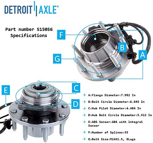 Detroit Axle - 4WD Front Drilled Rotors Brake Pads for Excursion F-250 F-350 SD — image 7