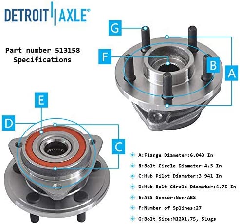 Detroit Axle - Front Rotors Brake Pads Wheel Hubs for Cherokee XJ Wrangler TJ — image 7