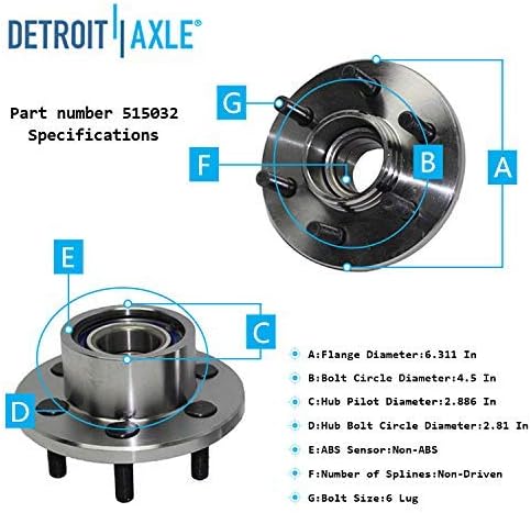 Detroit Axle - RWD Front Disc Rotors Brake Pads Wheel Hubs for Dodge Dakota — image 7