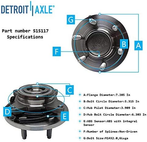 Detroit Axle - 2WD Front Drilled Rotors Brake Pads Kit for Ford F-150 Expedition — image 7