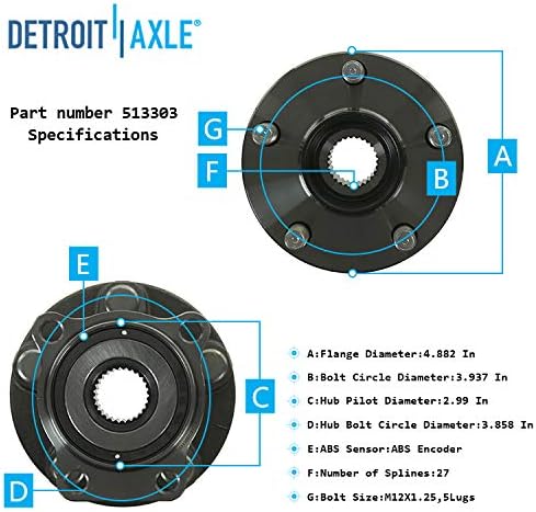 Detroit Axle - Front Disc Rotors Brake Pads Wheel Hubs Kit for Subaru Forester — image 7