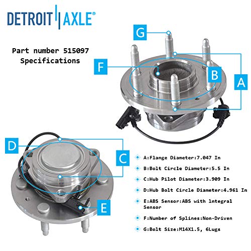 Detroit Axle - 2WD Front Drilled Brake Kit Wheel Hubs for Sierra Silverado 1500 — image 8