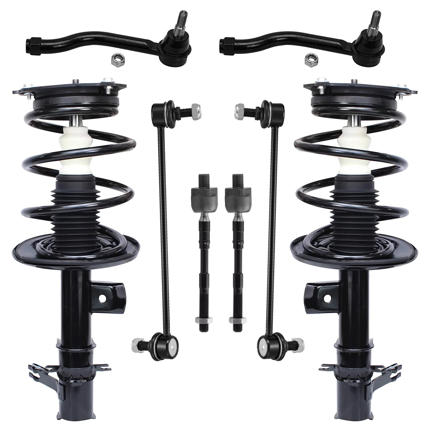 8pc Front Struts Sway Bar Links Tie Rods Suspension Kit