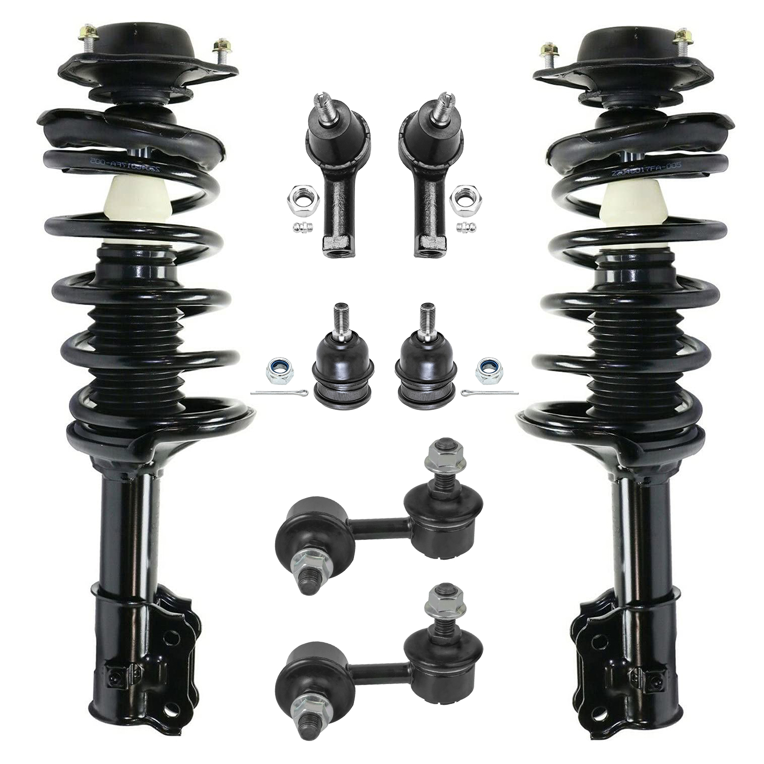 8pc Front Struts Outer Tie Rods Sway Bar Links Lower Ball Joints Suspension Kit