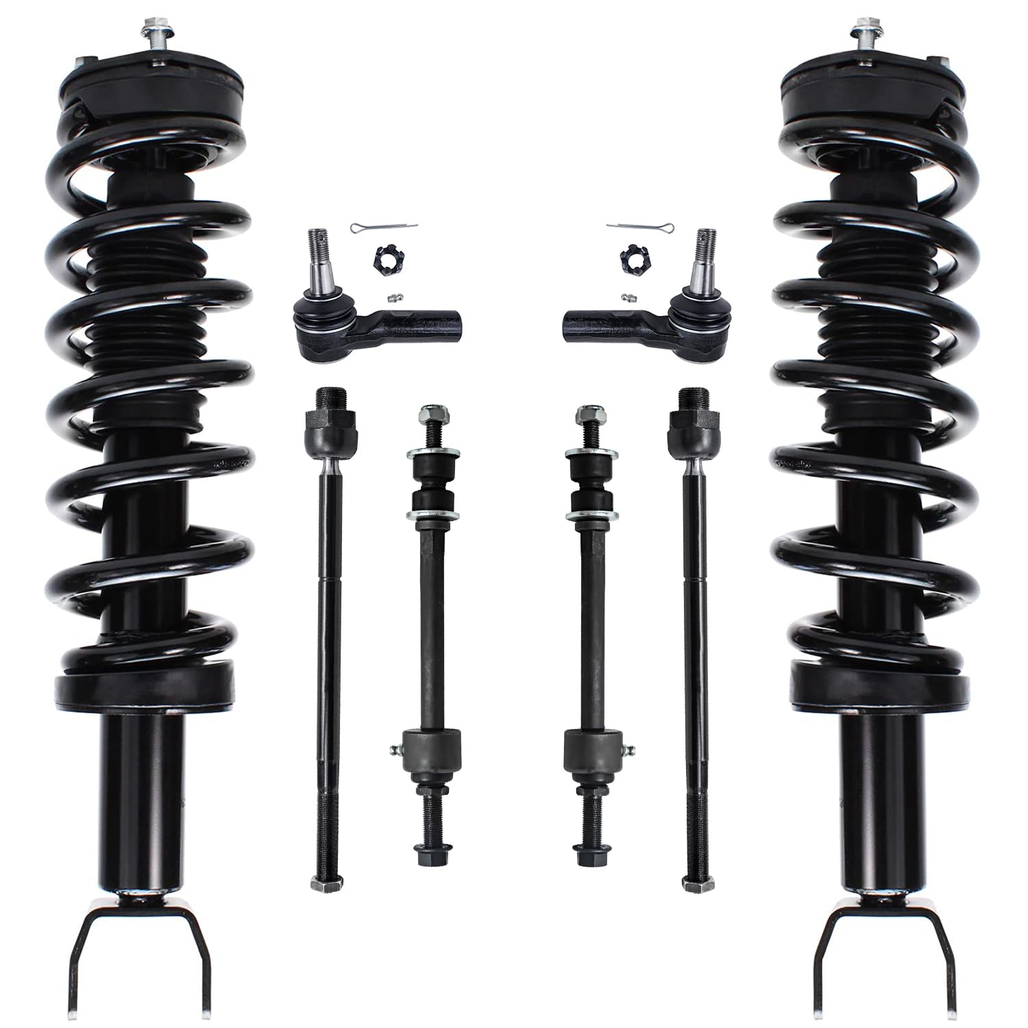8pc Front Struts Inner Outer Tie Rods Sway Bar Links Suspension Kit